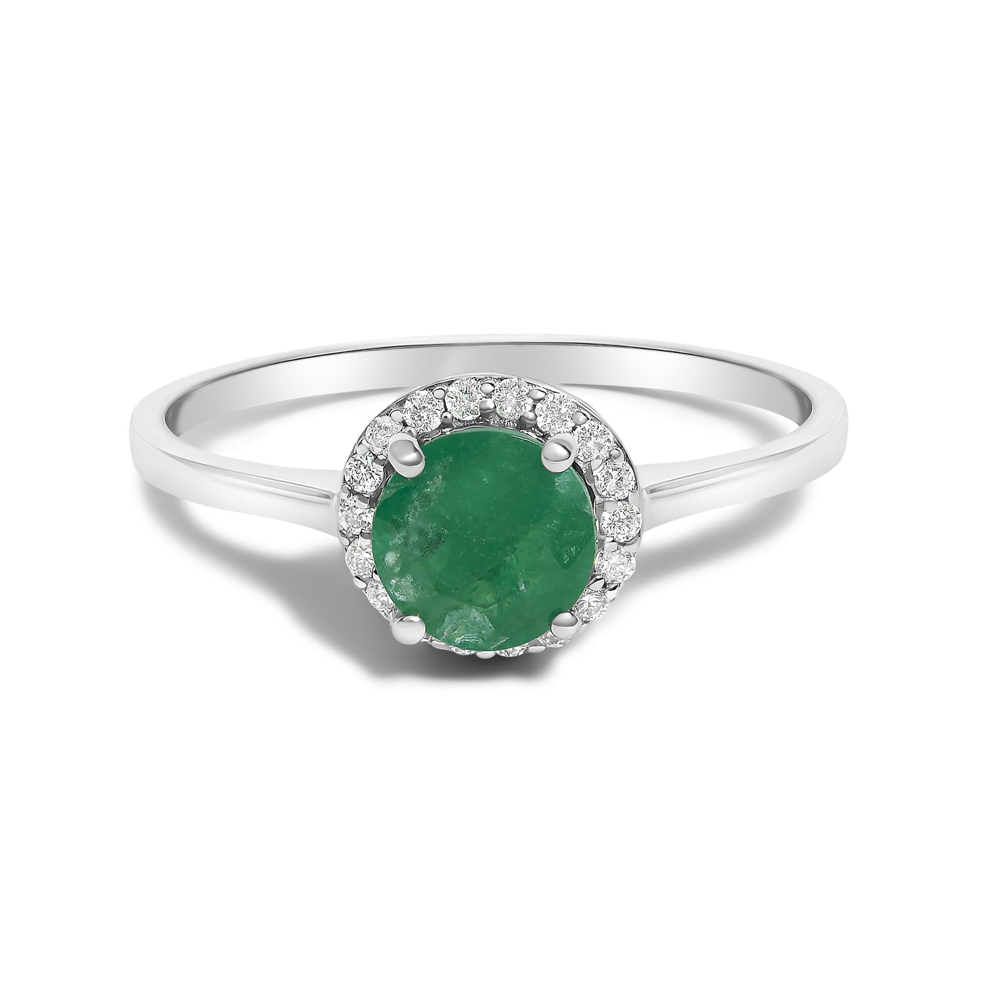 10K Gold Gemstone and 1/10 Cttw Diamond Halo Ring
