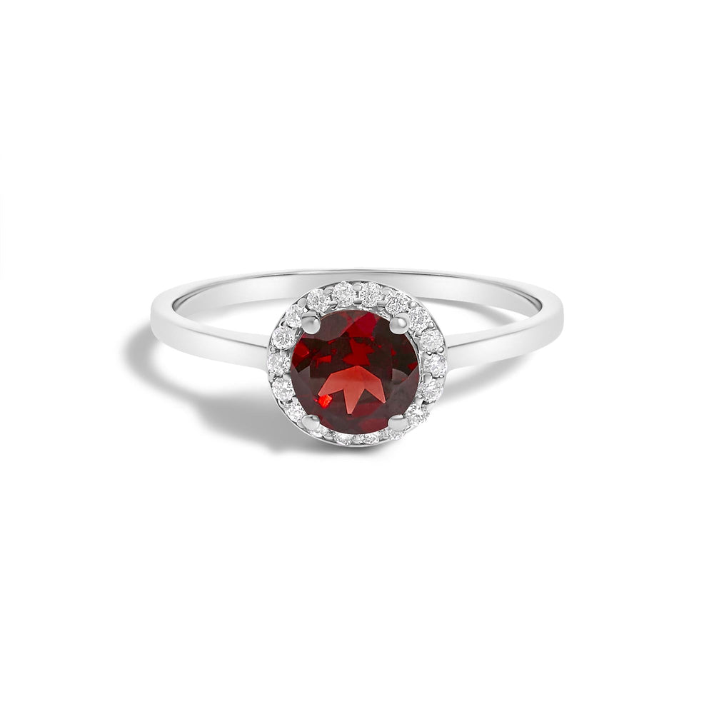 10K Gold Gemstone and 1/10 Cttw Diamond Halo Ring