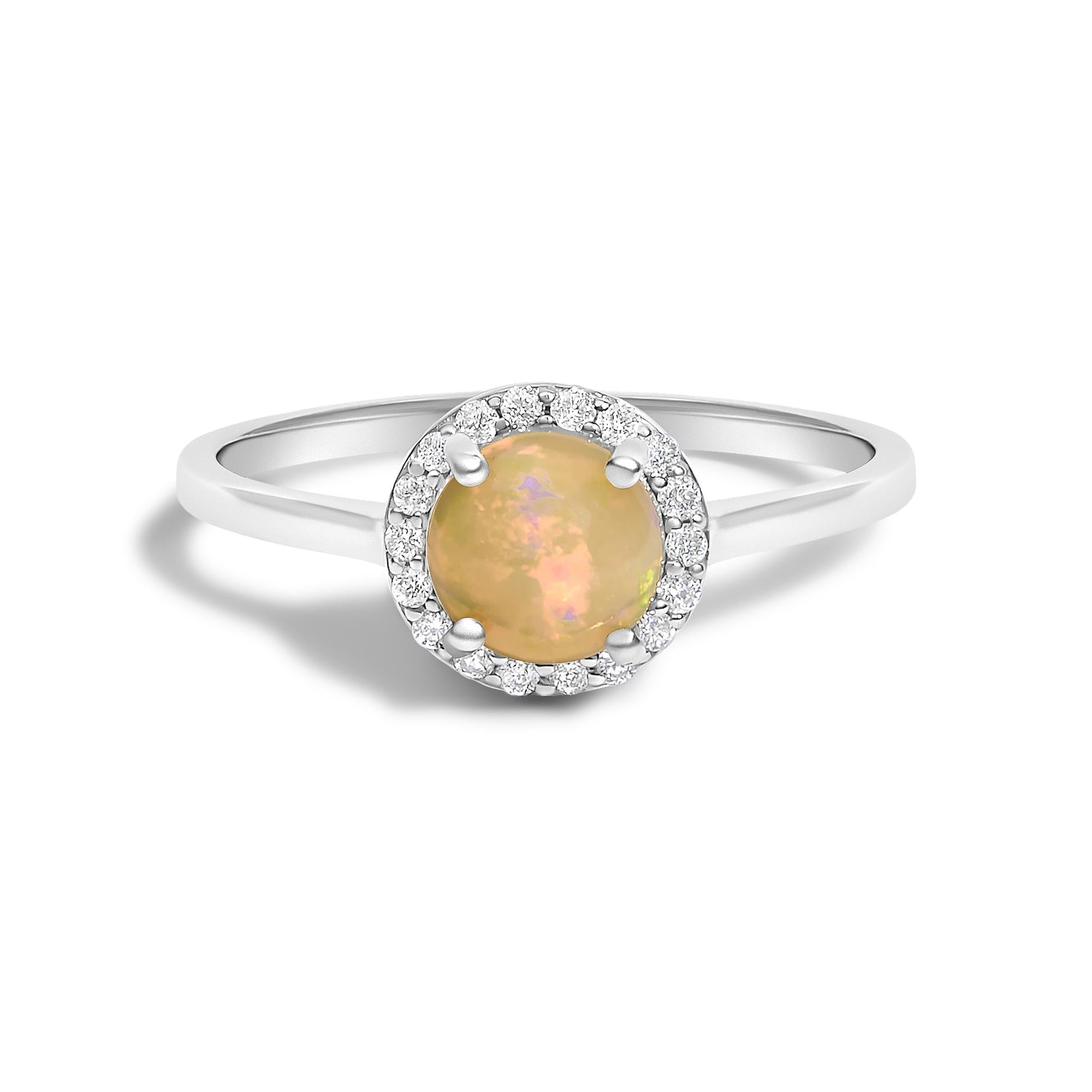 10K Gold Gemstone and 1/10 Cttw Diamond Halo Ring