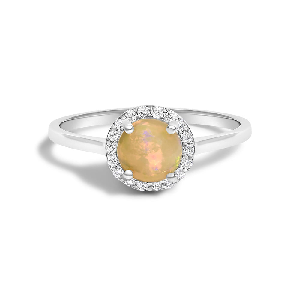 10K Gold Gemstone and 1/10 Cttw Diamond Halo Ring