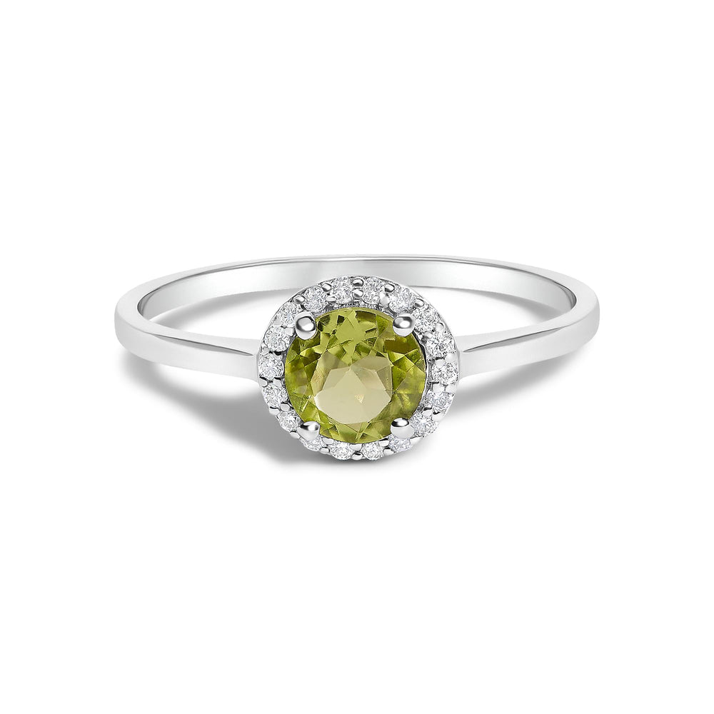 10K Gold Gemstone and 1/10 Cttw Diamond Halo Ring