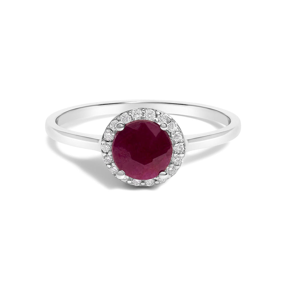 10K Gold Gemstone and 1/10 Cttw Diamond Halo Ring