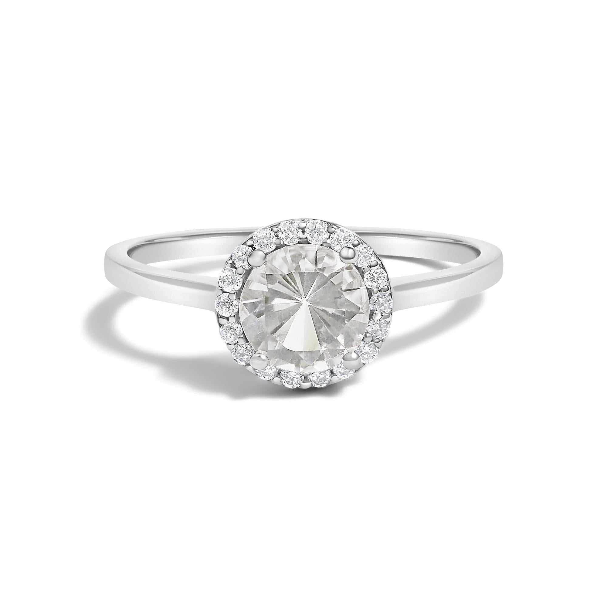 10K Gold Gemstone and 1/10 Cttw Diamond Halo Ring