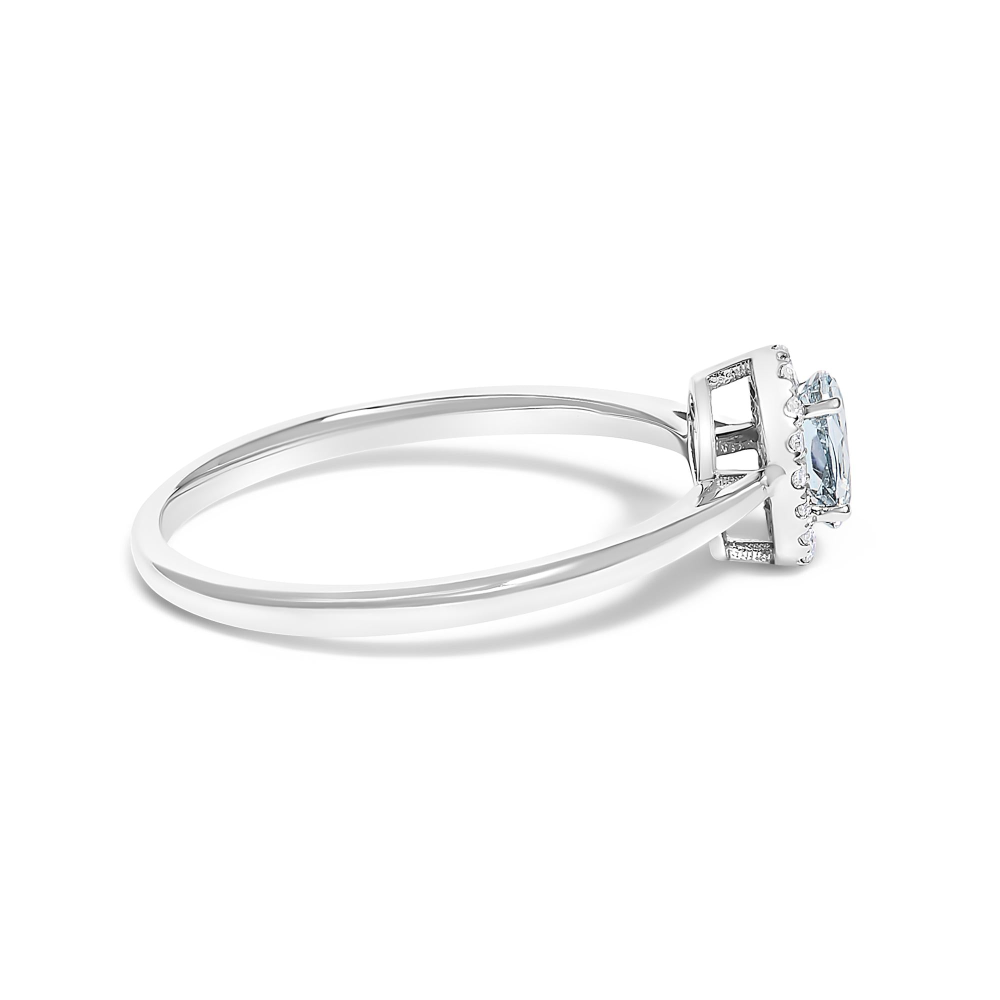 10K White Gold 5X3MM Oval Birthstone and Diamond Accent Halo Ring