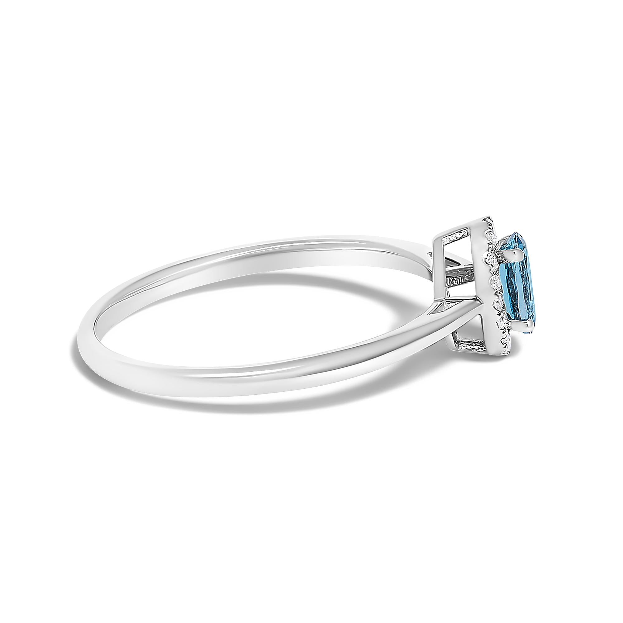 10K White Gold 5X3MM Oval Birthstone and Diamond Accent Halo Ring