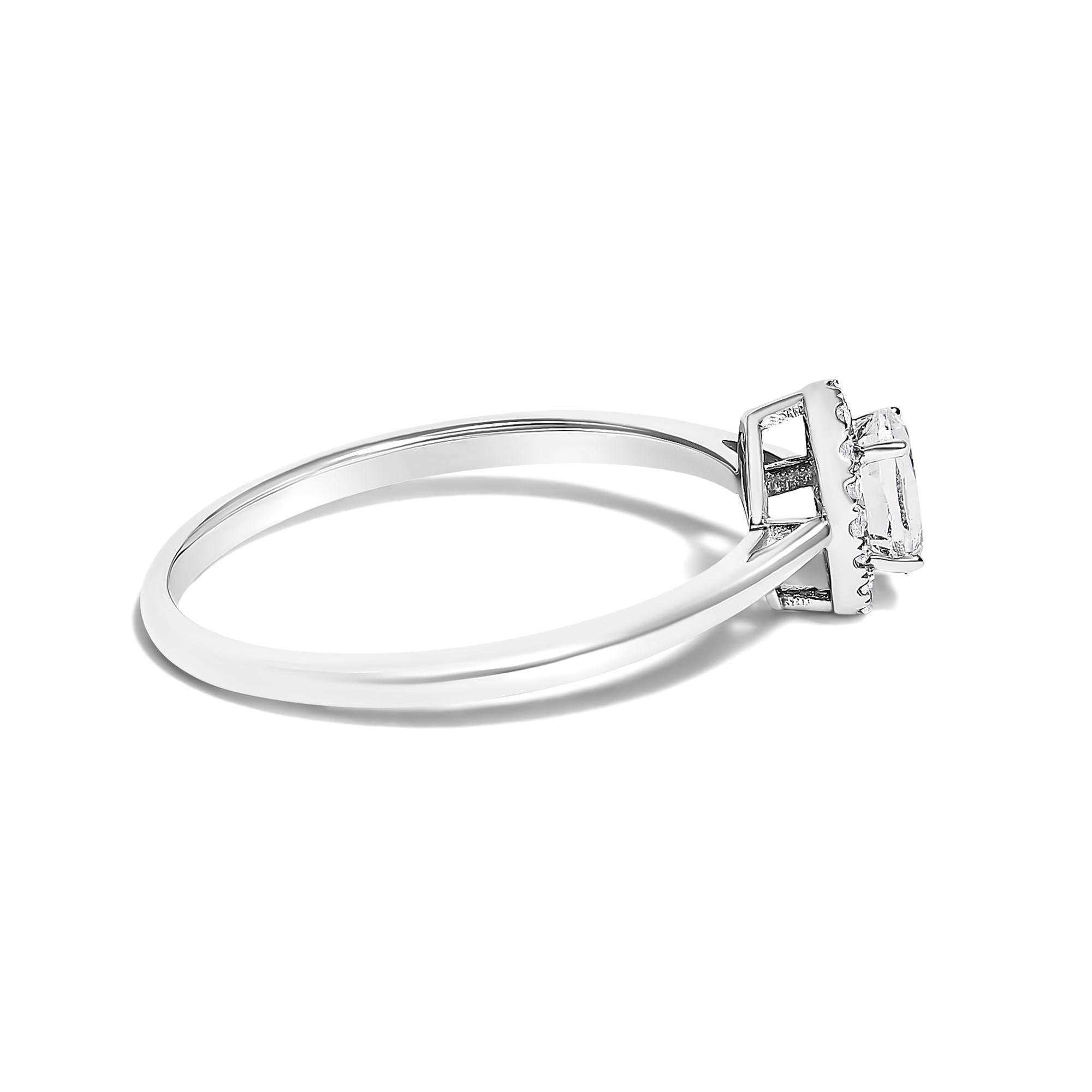 10K White Gold 5X3MM Oval Birthstone and Diamond Accent Halo Ring