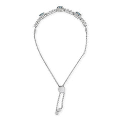 .925 Sterling Silver Swiss Blue Topaz and White Sapphire Bolo Bracelet