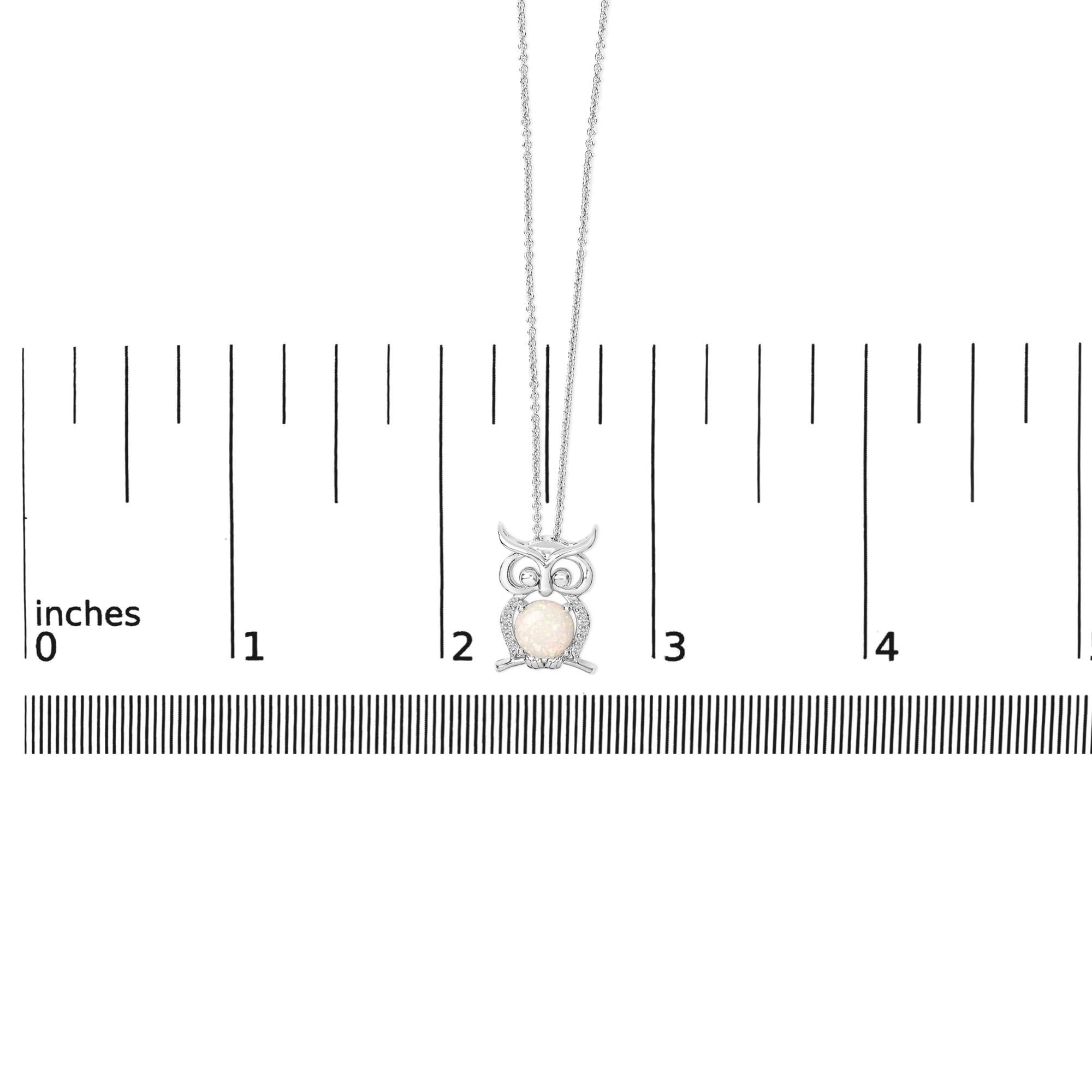 .925 Sterling Silver Created Opal and Sapphire Pendant Necklace
