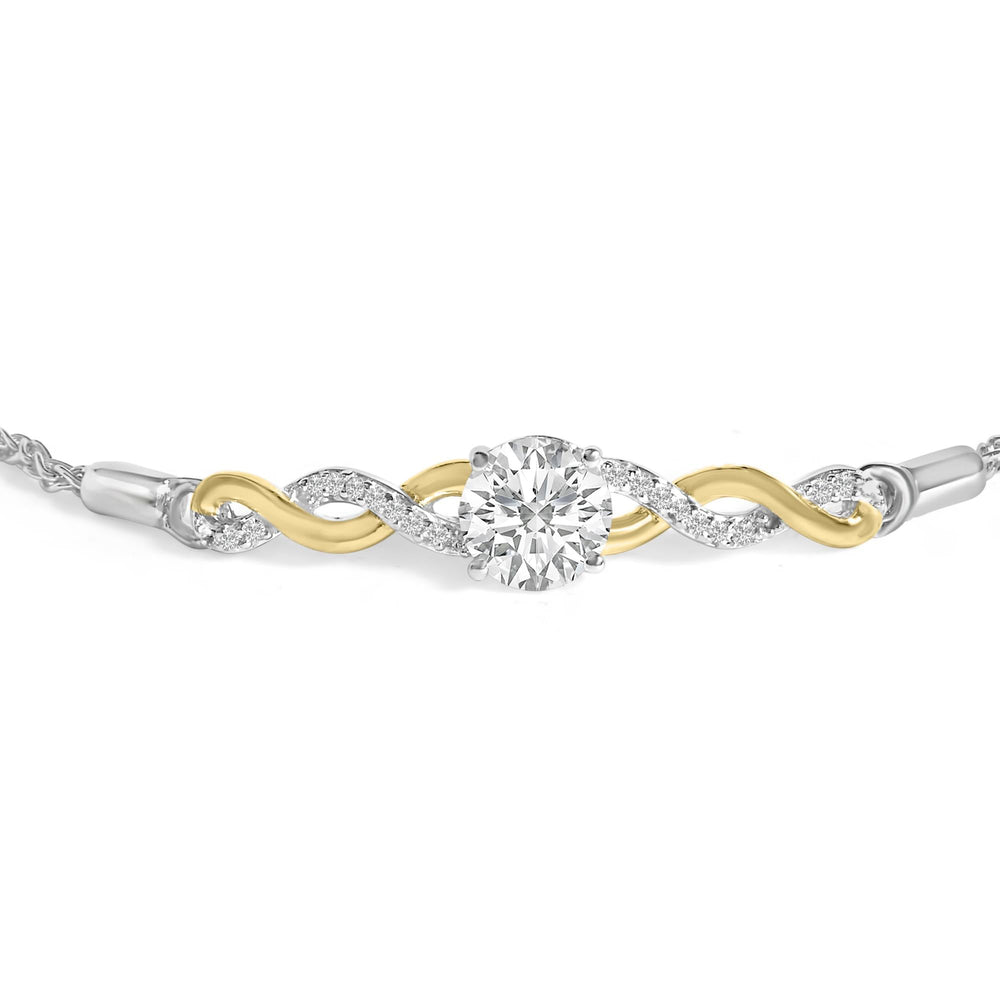 10K Yellow Gold Plated .925 Sterling Silver Created White Sapphire Twist Bolo Bracelet