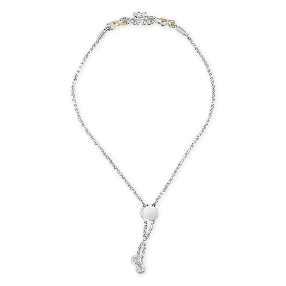 10K Yellow Gold Plated .925 Sterling Silver Created White Sapphire Twist Bolo Bracelet