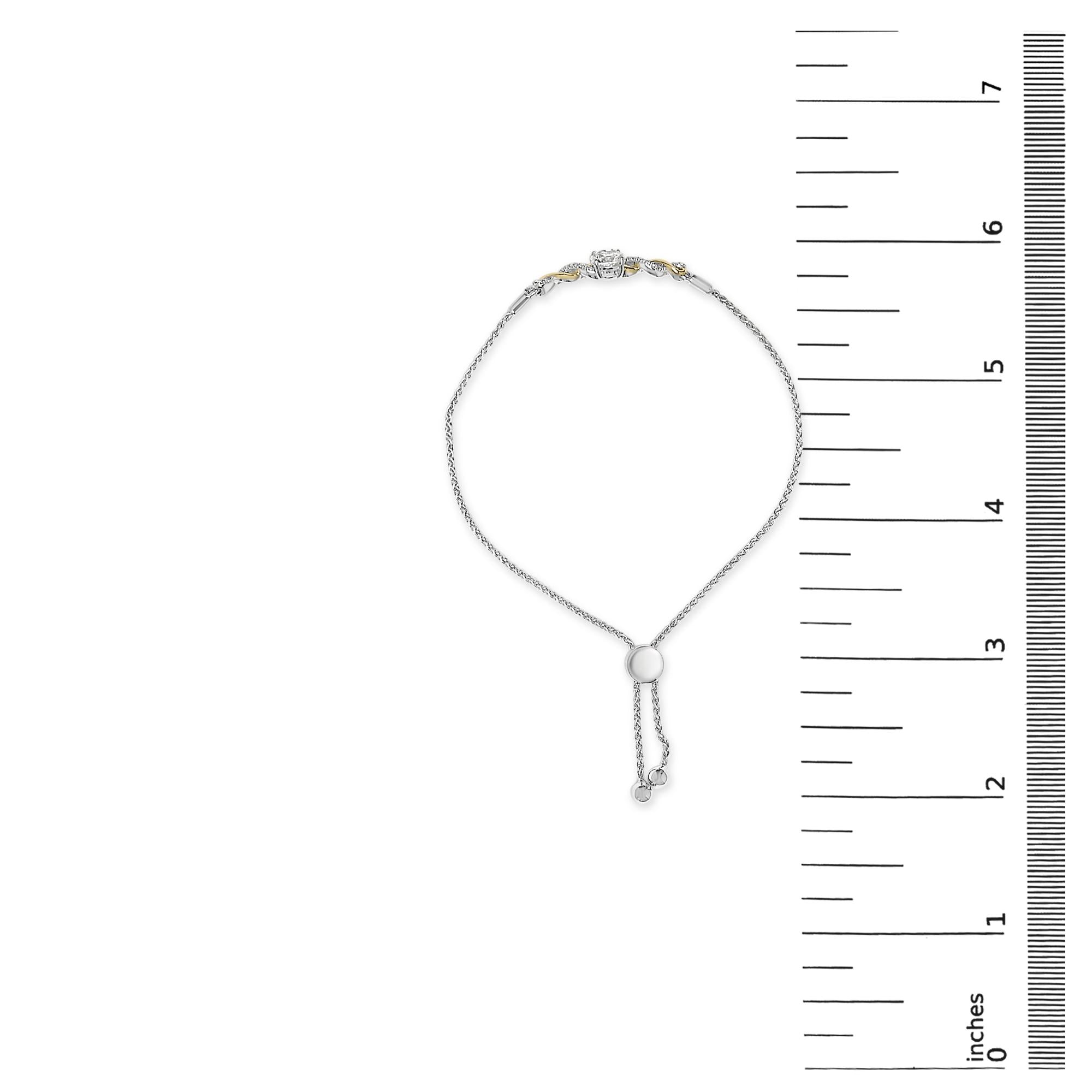 10K Yellow Gold Plated .925 Sterling Silver Created White Sapphire Twist Bolo Bracelet