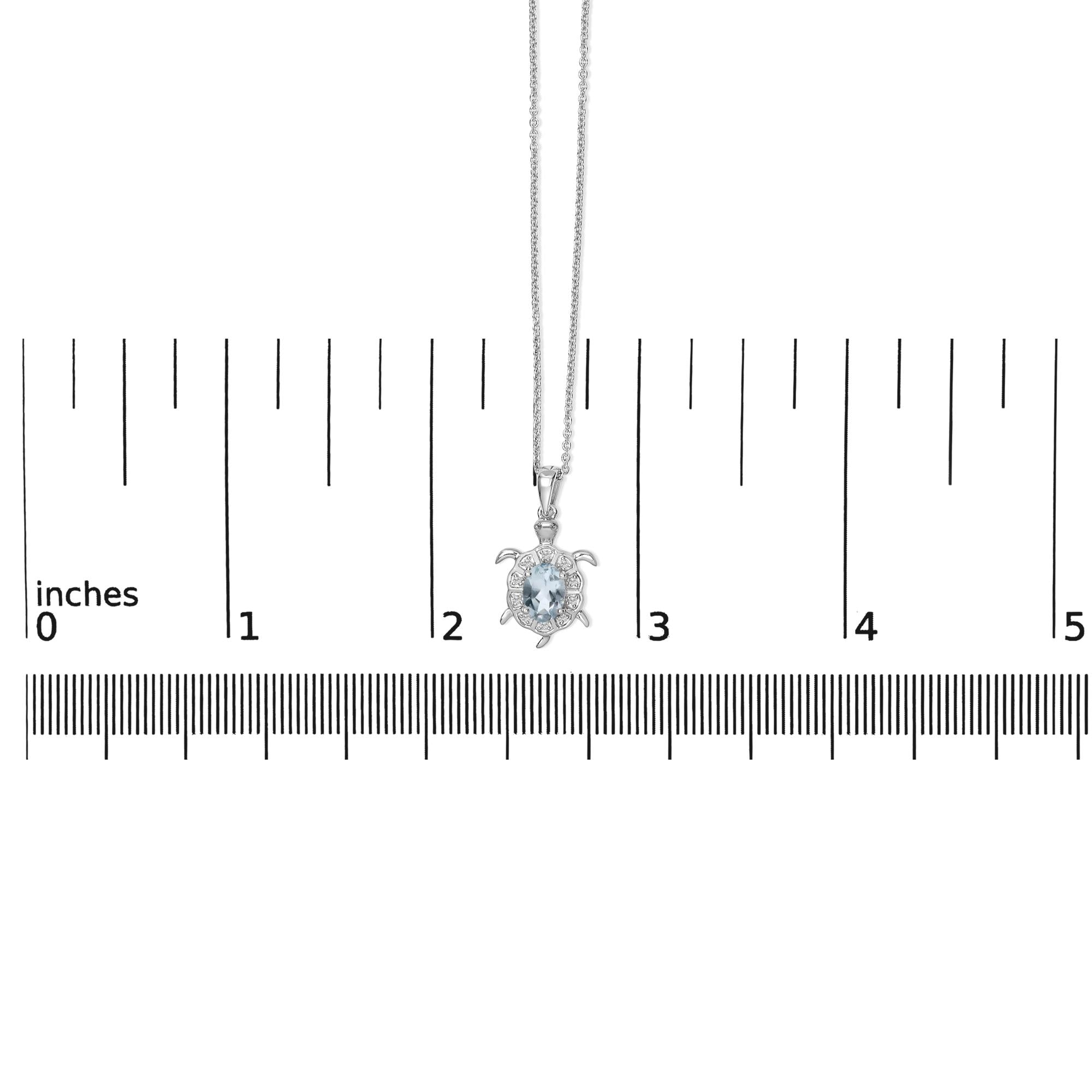 .925 Sterling Silver Created Blue Topaz and Sapphire Turtle Pendant Necklace