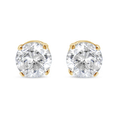 AGS Certified 14k Yellow Gold 3/8 cttw 4-Prong Set Brilliant Round-Cut Solitaire Diamond Push Back Stud Earrings (L-M Color, SI2-I1 Clarity)