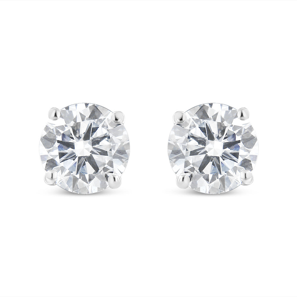 14K White Gold 1.00 Cttw Round Brilliant-Cut Near Colorless Diamond Classic 4-Prong Stud Earrings with Screw Backs (H-I Color, SI1-SI2 Clarity)