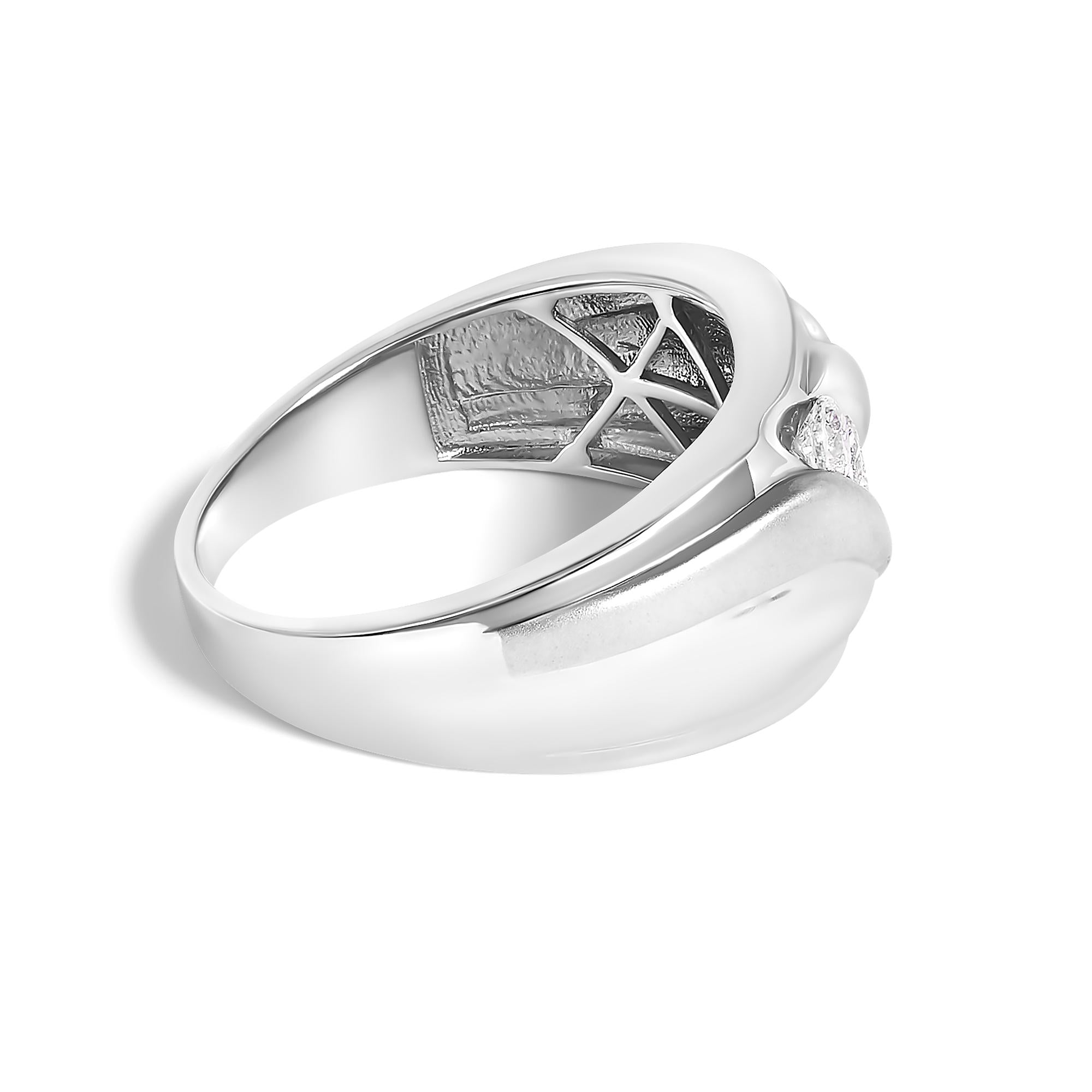 Men's .925 Sterling Silver 1/2 Cttw Diamond Channel Set 3-Stone Band Ring