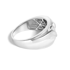 Men's .925 Sterling Silver 1/2 Cttw Diamond Channel Set 3-Stone Band Ring