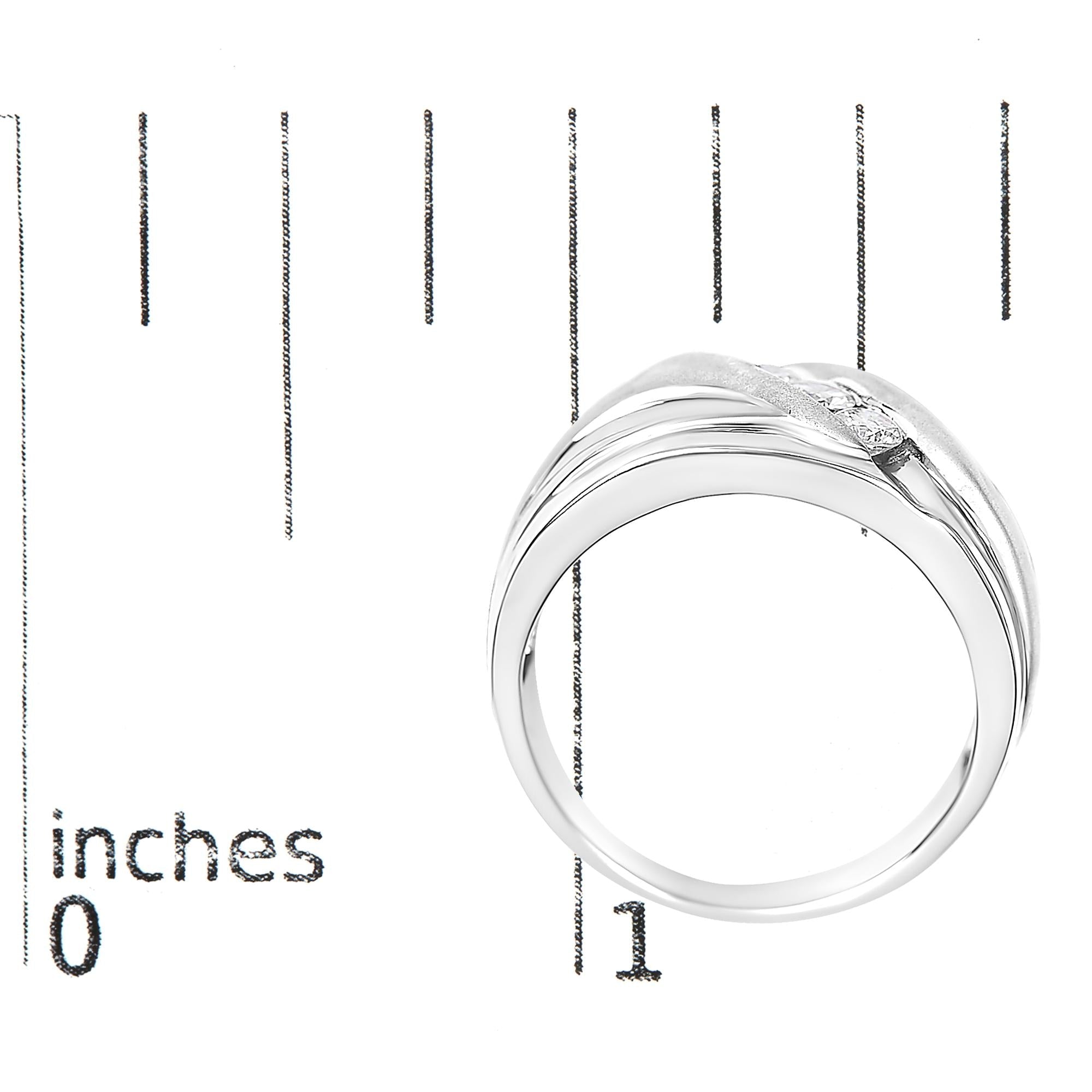 Men's .925 Sterling Silver 1/2 Cttw Diamond Channel Set 3-Stone Band Ring