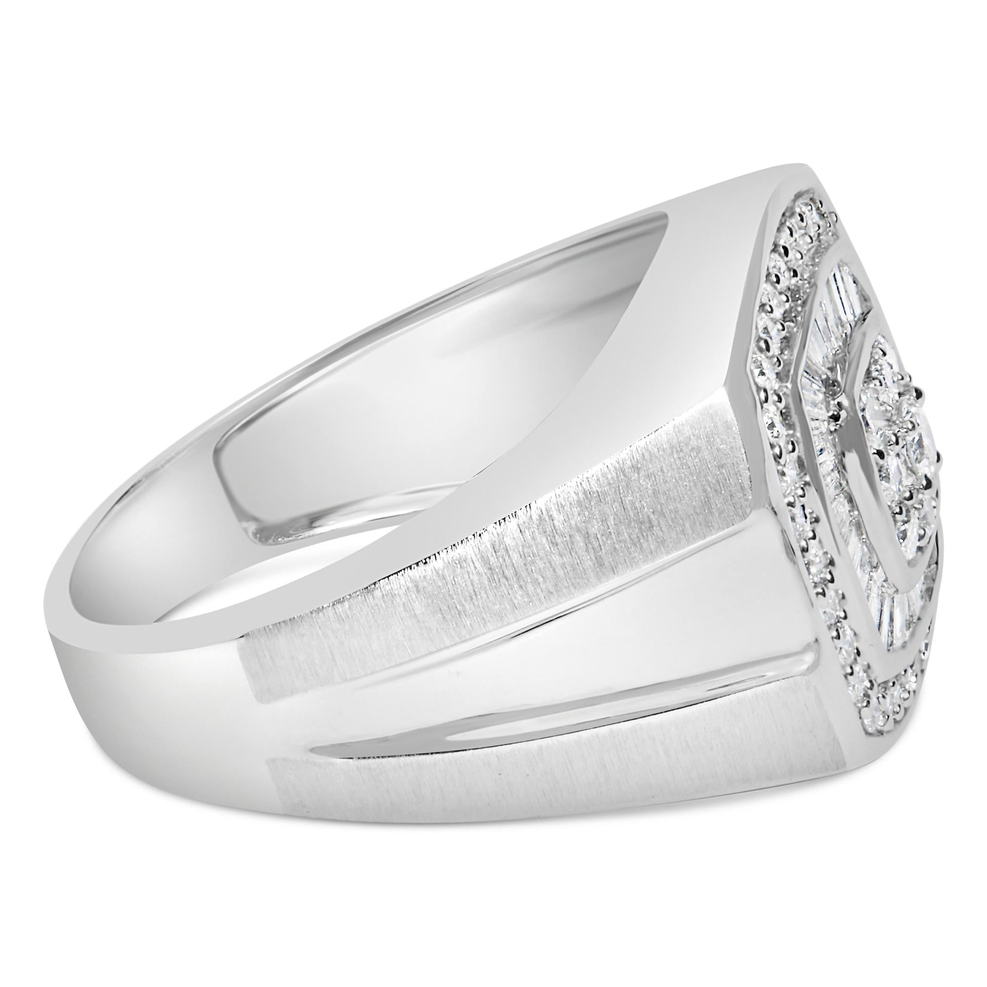 14K White Gold Men's Diamond Band Ring (1 cttw, H-I Color, SI1-I2 Clarity)