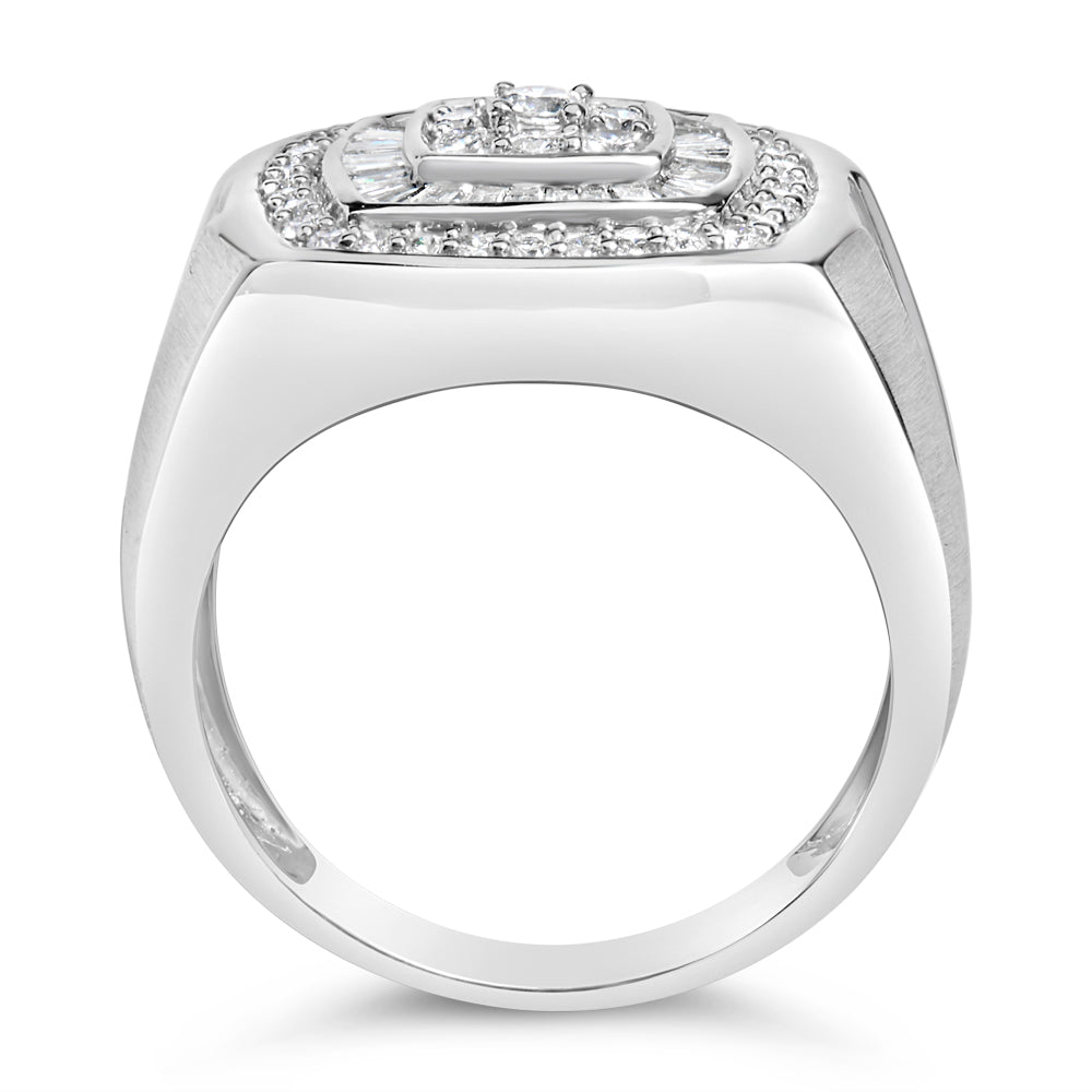 14K White Gold Men's Diamond Band Ring (1 cttw, H-I Color, SI1-I2 Clarity)