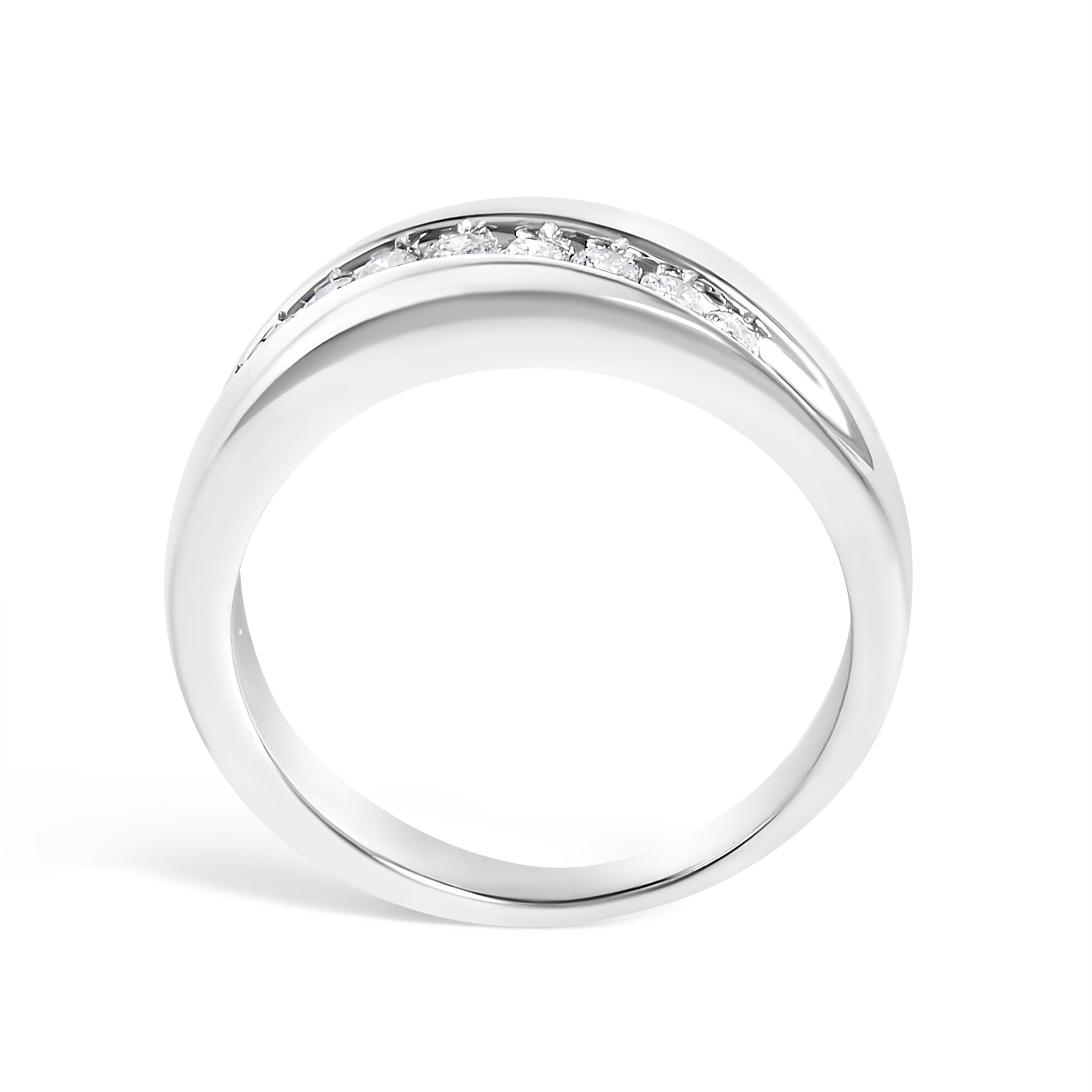 Men's.925 Sterling Silver 1/2 Cttw Diamond 9 Stone Band Ring
