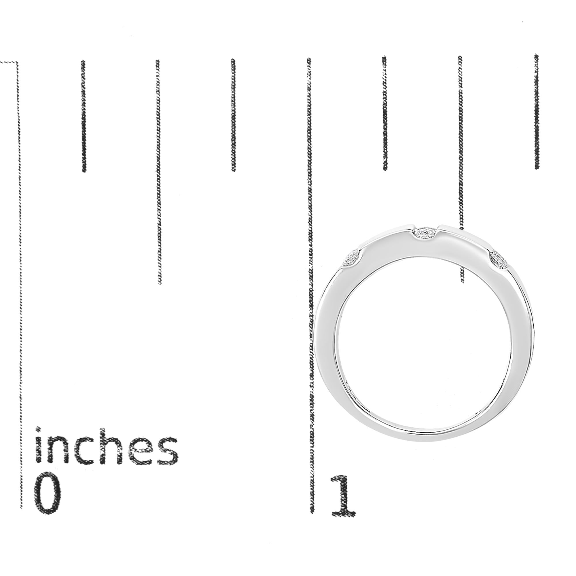 Men's .925 Sterling Silver 1/2 Cttw Diamond Triple Three Stone Row Band Ring (H-I Color, I1-I2 Clarity)