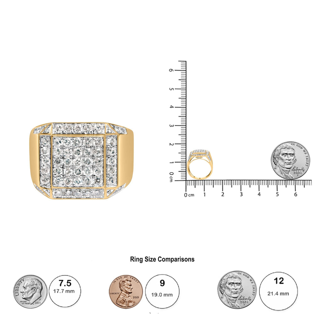 Men's 10K Yellow Gold 2 1/8 Cttw Diamond  Composite Cluster Cocktail Ring Band