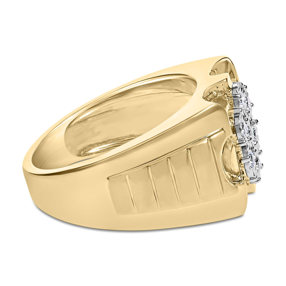 14K Yellow Gold Plated .925 Sterling Silver 1/3 Cttw Miracle-Set Floral Diamond Cluster Ring (I-J Color, I1-I2 Clarity)
