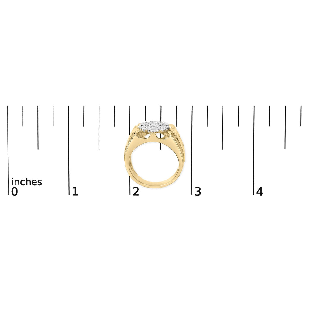 14K Yellow Gold Plated .925 Sterling Silver 1/3 Cttw Miracle-Set Floral Diamond Cluster Ring (I-J Color, I1-I2 Clarity)
