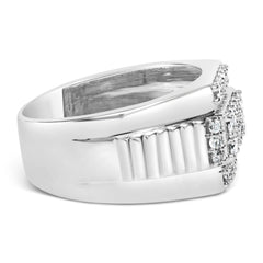 Men's .925 Sterling Silver 1.00 Cttw Diamond Multi Row Band Ring