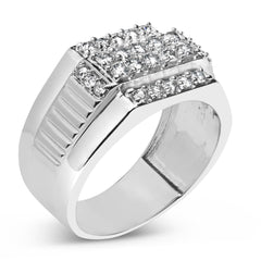 Men's .925 Sterling Silver 1.00 Cttw Diamond Multi Row Band Ring