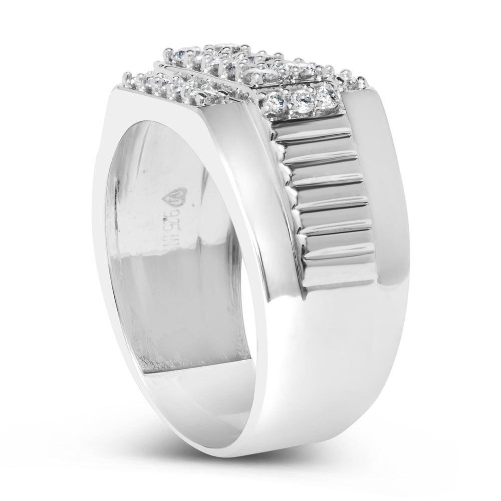 Men's .925 Sterling Silver 1.00 Cttw Diamond Multi Row Band Ring