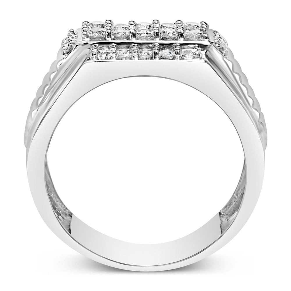 Men's .925 Sterling Silver 1.00 Cttw Diamond Multi Row Band Ring