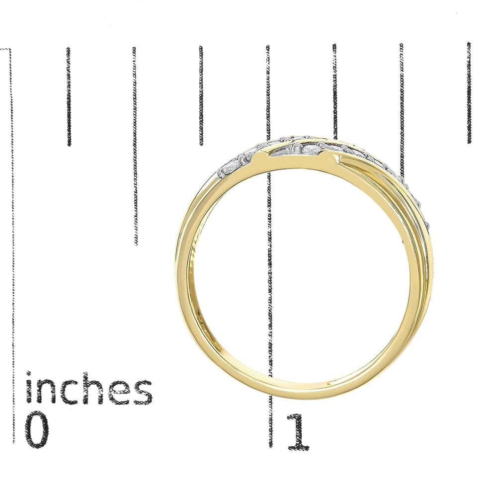 Men's 14K Yellow Gold Plated Sterling Silver 3/8 Cttw Diamond Crossover Band Ring
