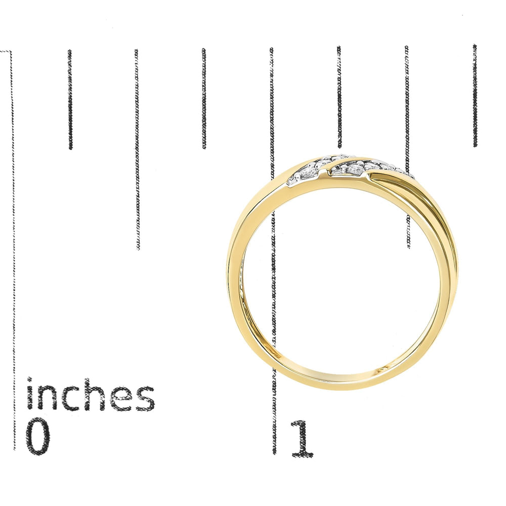 Men's 14K Yellow Gold Plated Sterling Silver 1/4 Cttw Diamond Two Row Channel Band Ring