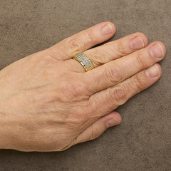 Men's 14K Yellow Gold Plated Sterling Silver 3/8 Cttw Diamond Ribbed Band Ring
