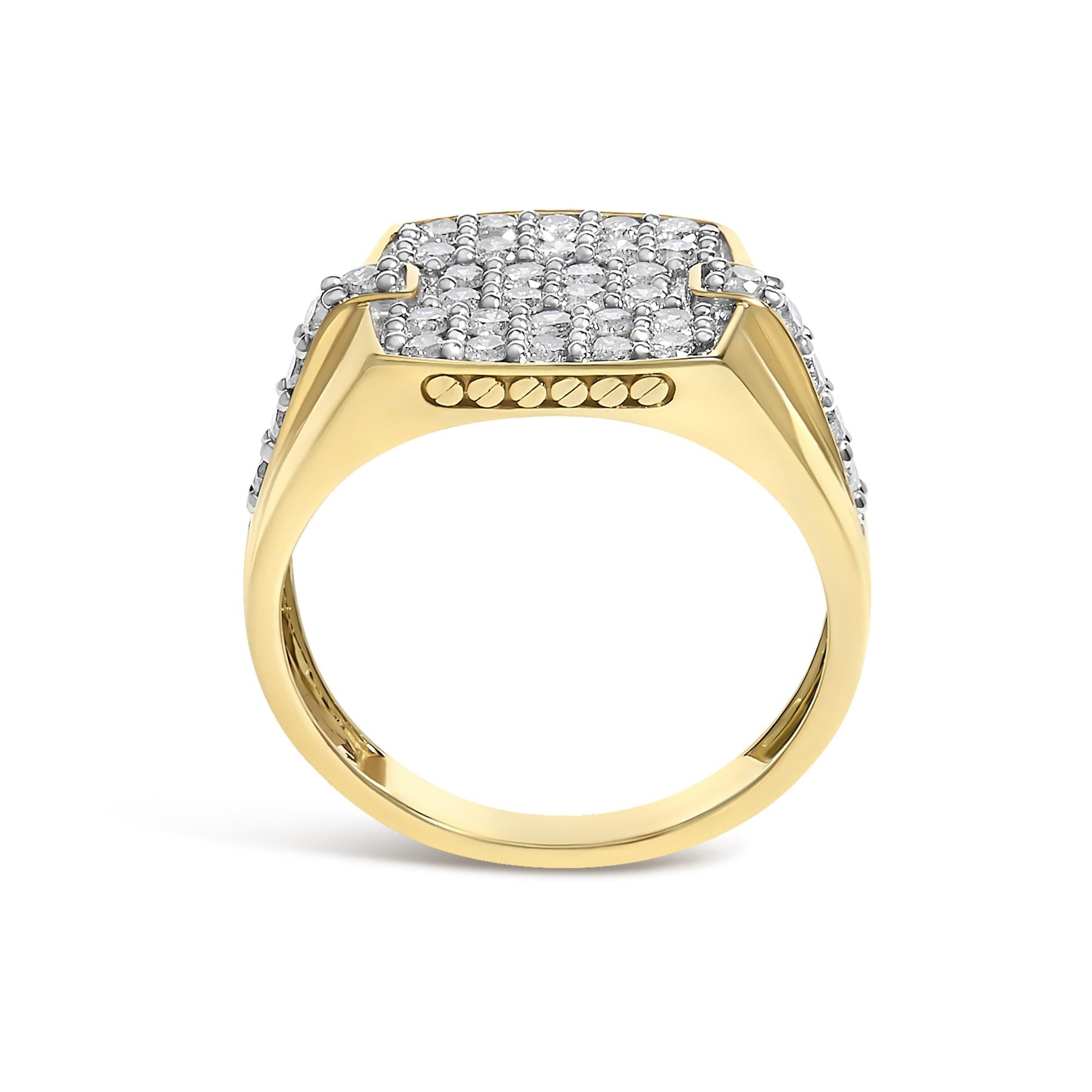 Men's 14K Yellow Gold Plated Sterling Silver 1.0 Cttw Diamond Geometric Band Ring