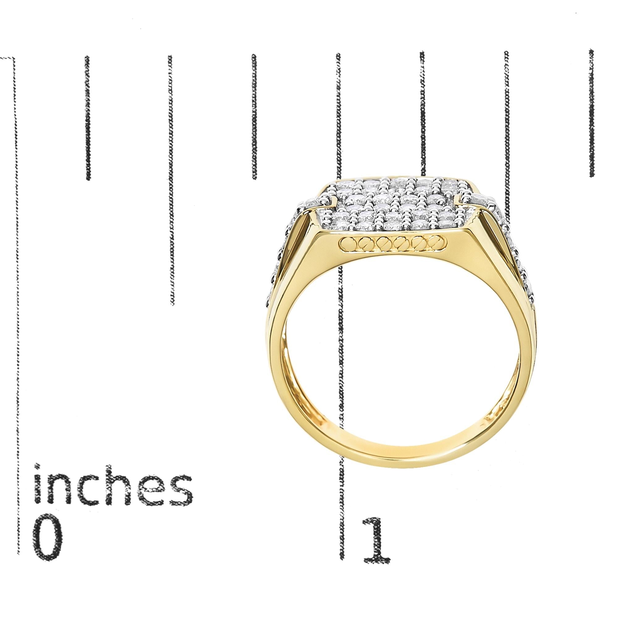 Men's 14K Yellow Gold Plated Sterling Silver 1.0 Cttw Diamond Geometric Band Ring