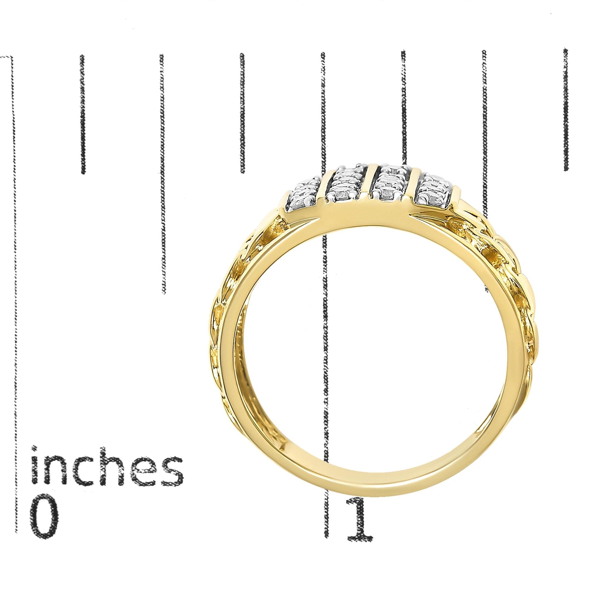 Men's 14K Yellow Gold Plated Sterling Silver Diamond 1/2 Cttw Cuban-Link Band Ring