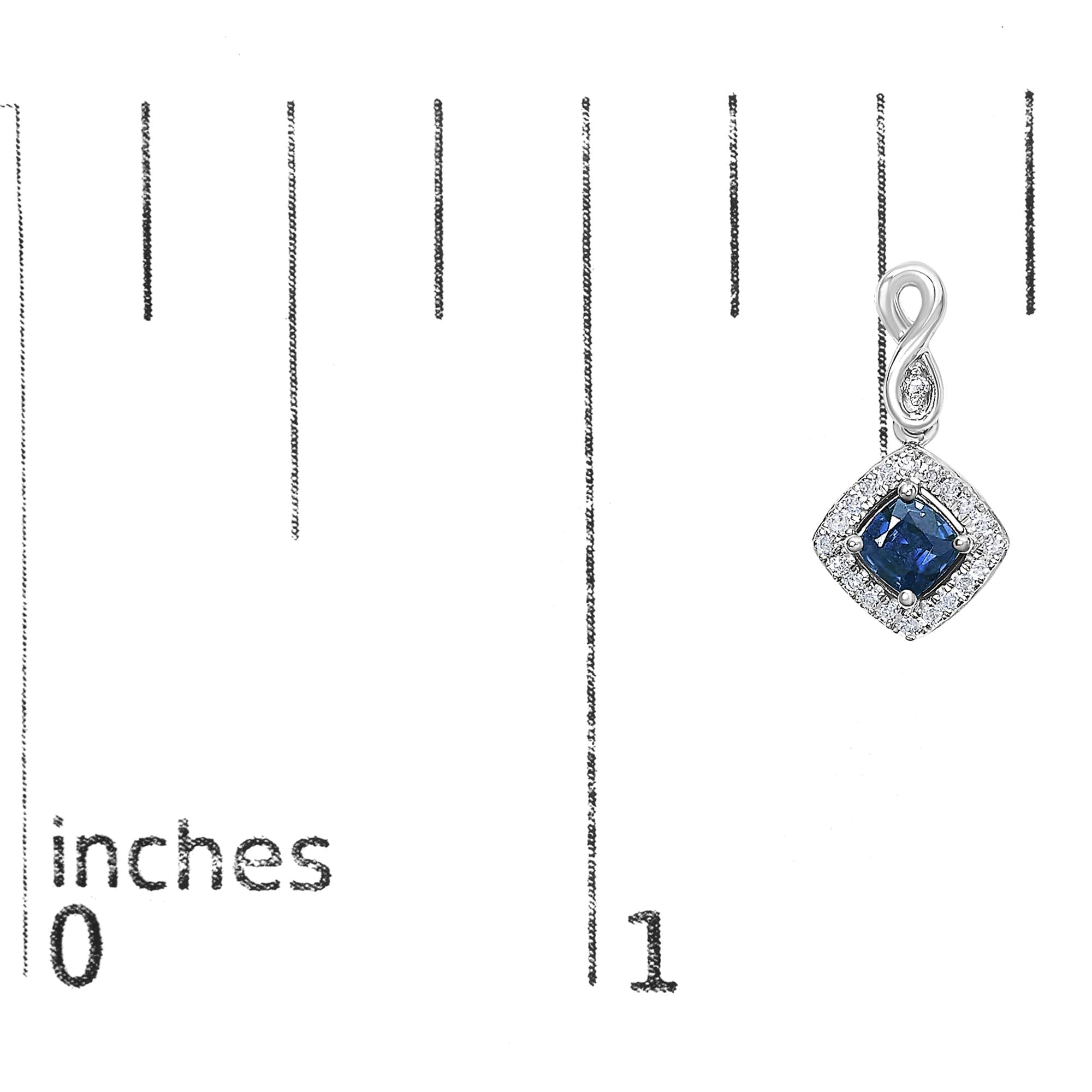 10K White Gold Blue  Sapphire and Diamond Halo Cushion Shaped Drop Earrings (I-J Color, I1-I2 Clarity)