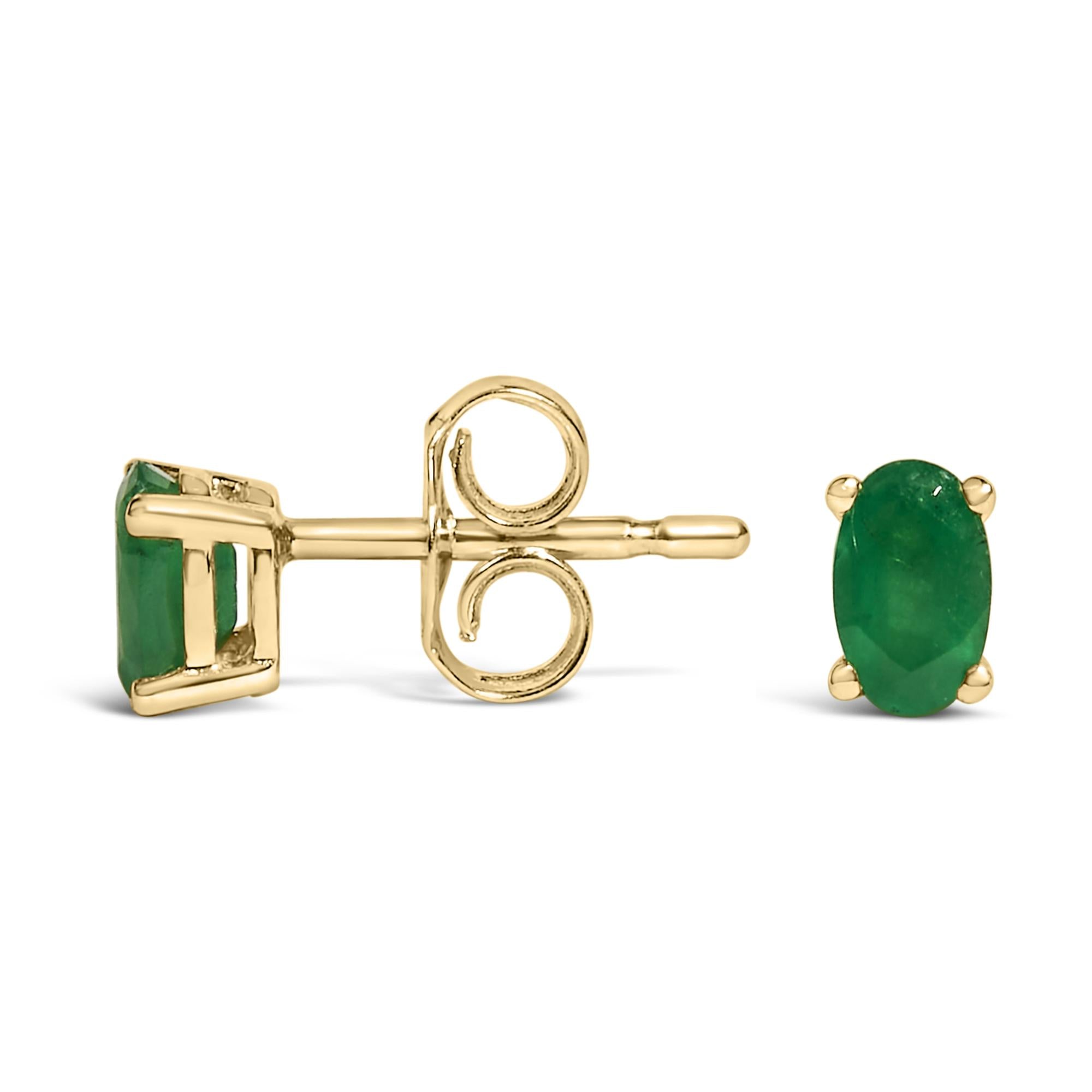14K Gold Oval Cut Gemstone Birthstone 5x3 mm Stud Earrings