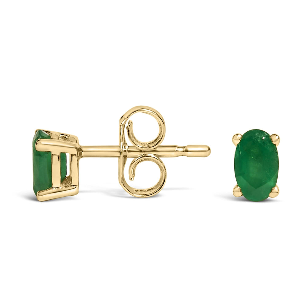 14K Gold Oval Cut Gemstone Birthstone 5x3 mm Stud Earrings
