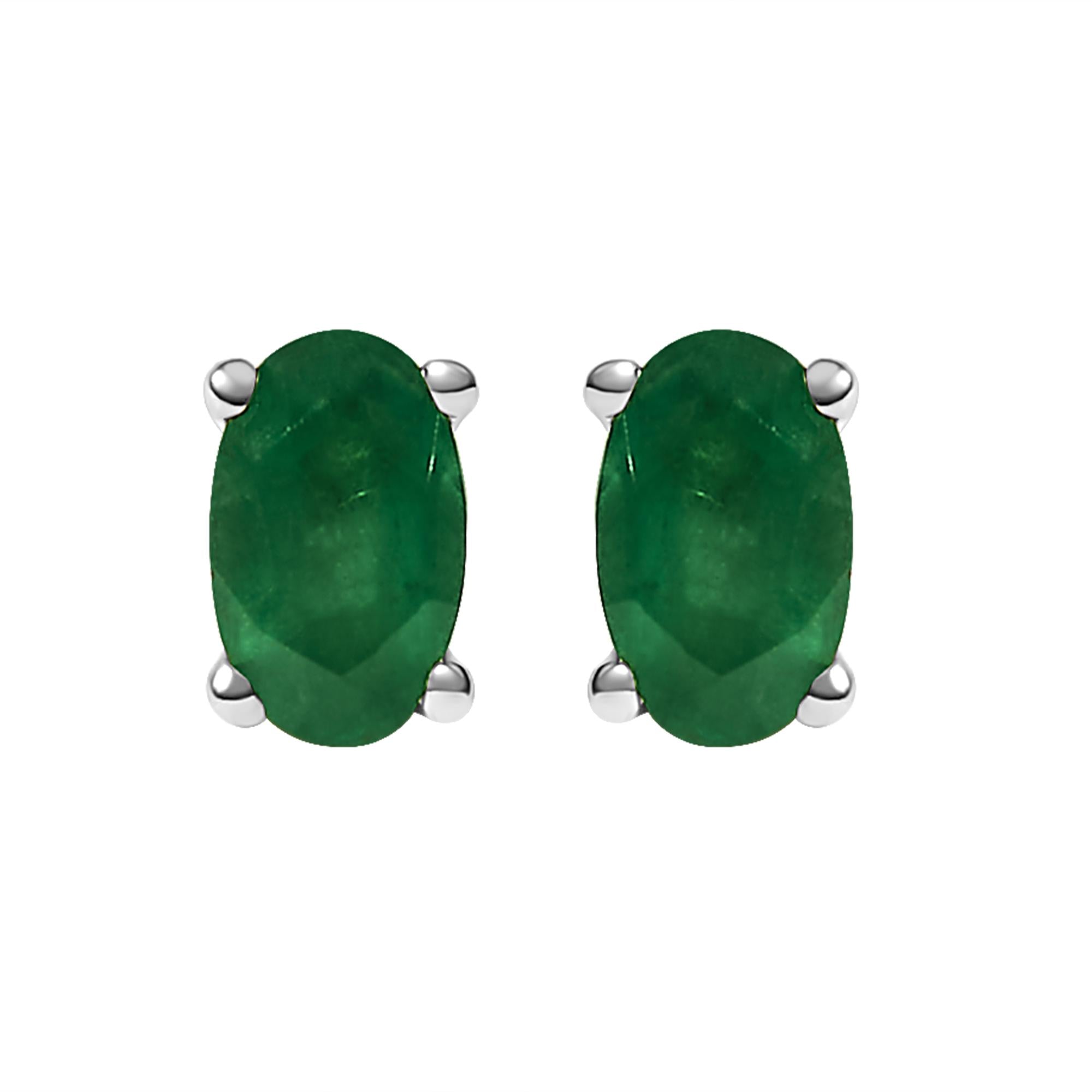 14K Gold Oval Cut Gemstone Birthstone 5x3 mm Stud Earrings