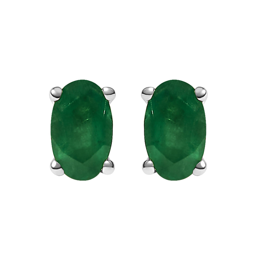 14K Gold Oval Cut Gemstone Birthstone 5x3 mm Stud Earrings