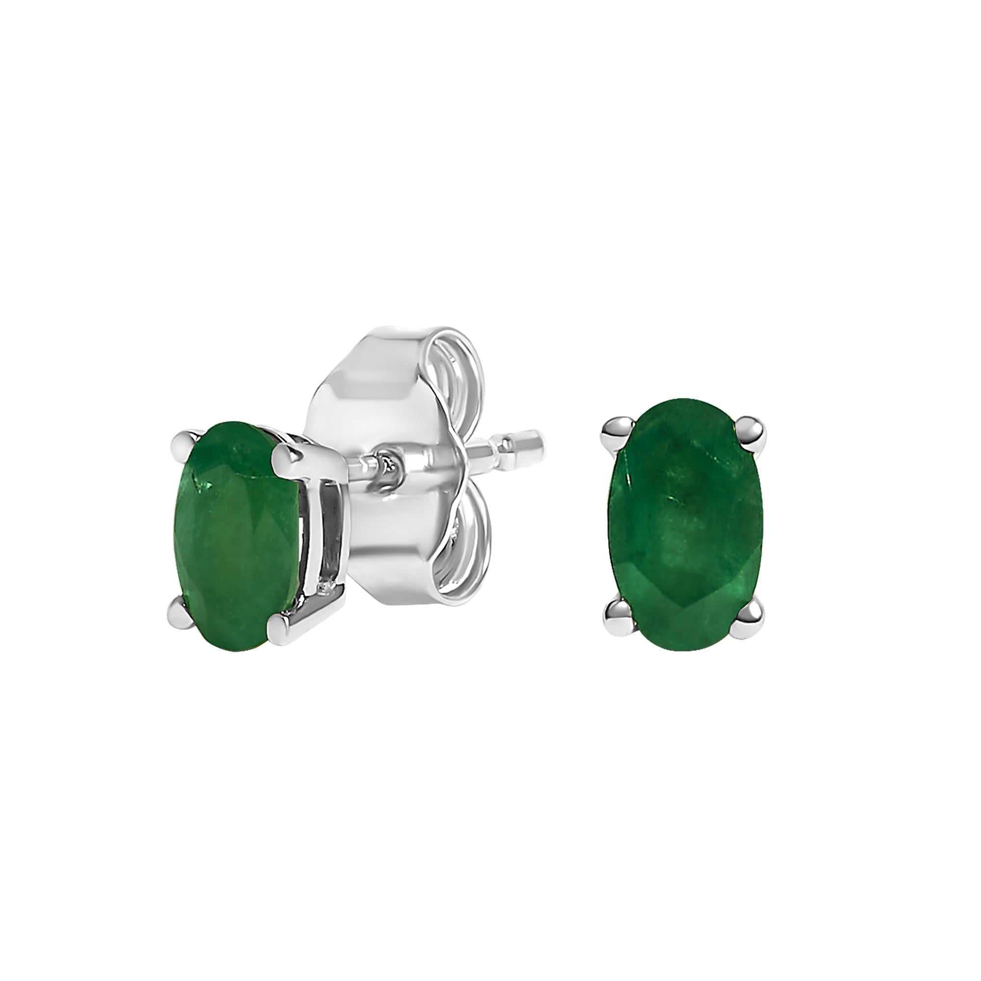 14K Gold Oval Cut Gemstone Birthstone 5x3 mm Stud Earrings