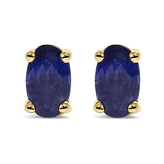 14K Gold Oval Cut Gemstone Birthstone 5x3 mm Stud Earrings