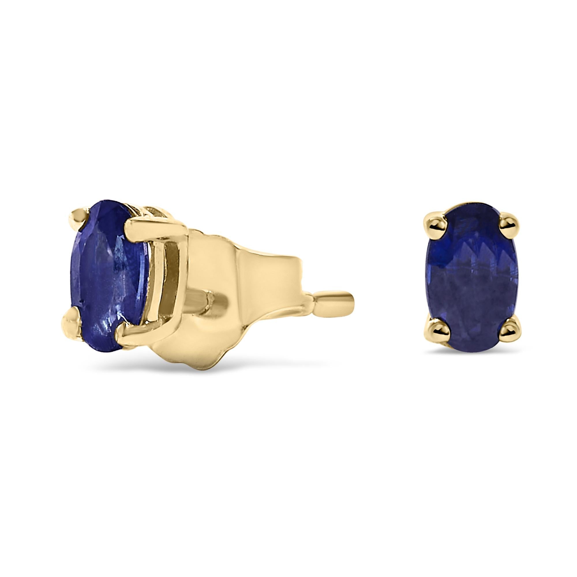 14K Gold Oval Cut Gemstone Birthstone 5x3 mm Stud Earrings