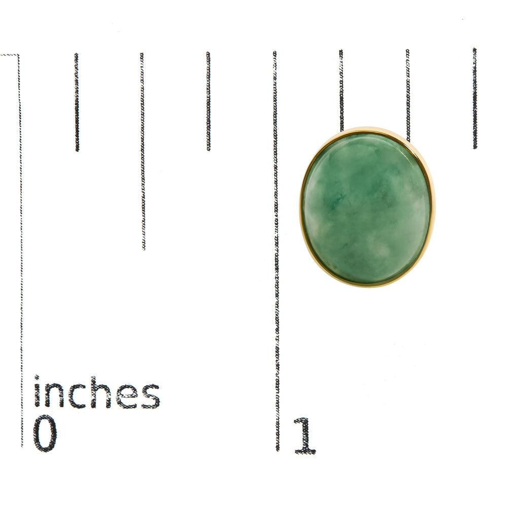 18K Yellow Gold 12x10 MM Bezel Set Oval Green Aventurine Stud Earrings