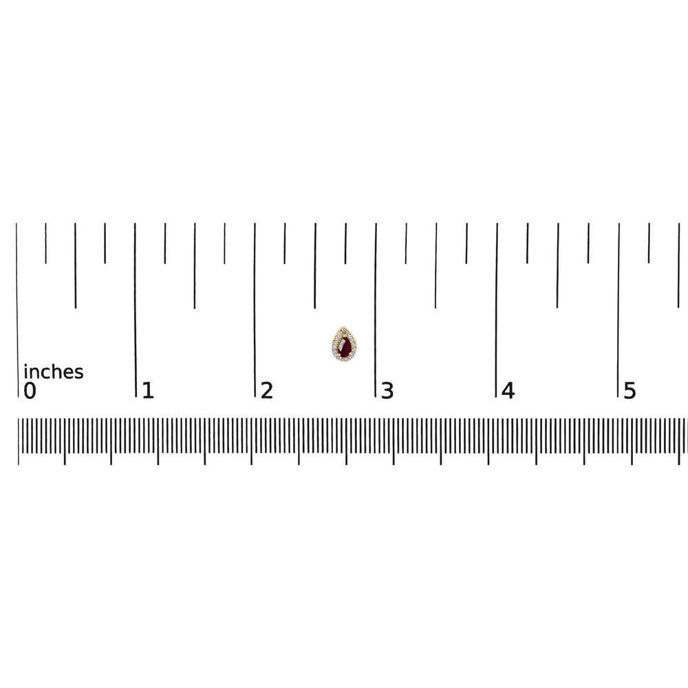10K Yellow Gold 5X3 MM Pear-Cut Ruby and 1/7 Cttw Diamond Halo Stud Earrings (I-J Color, I1-I2 Clarity)
