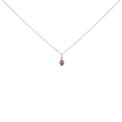 10K White Gold 5x3mm Gemstone and Diamond Accent Halo Pear Shape 18" Pendant Necklace (I-J Color, I1-I2 Clarity)