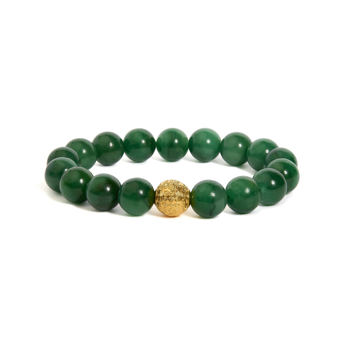 18K Yellow Gold Aventurine Beaded Charm Bracelet
